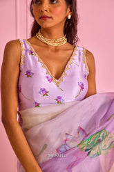 Nadia Lilac Satin Silk Blouse